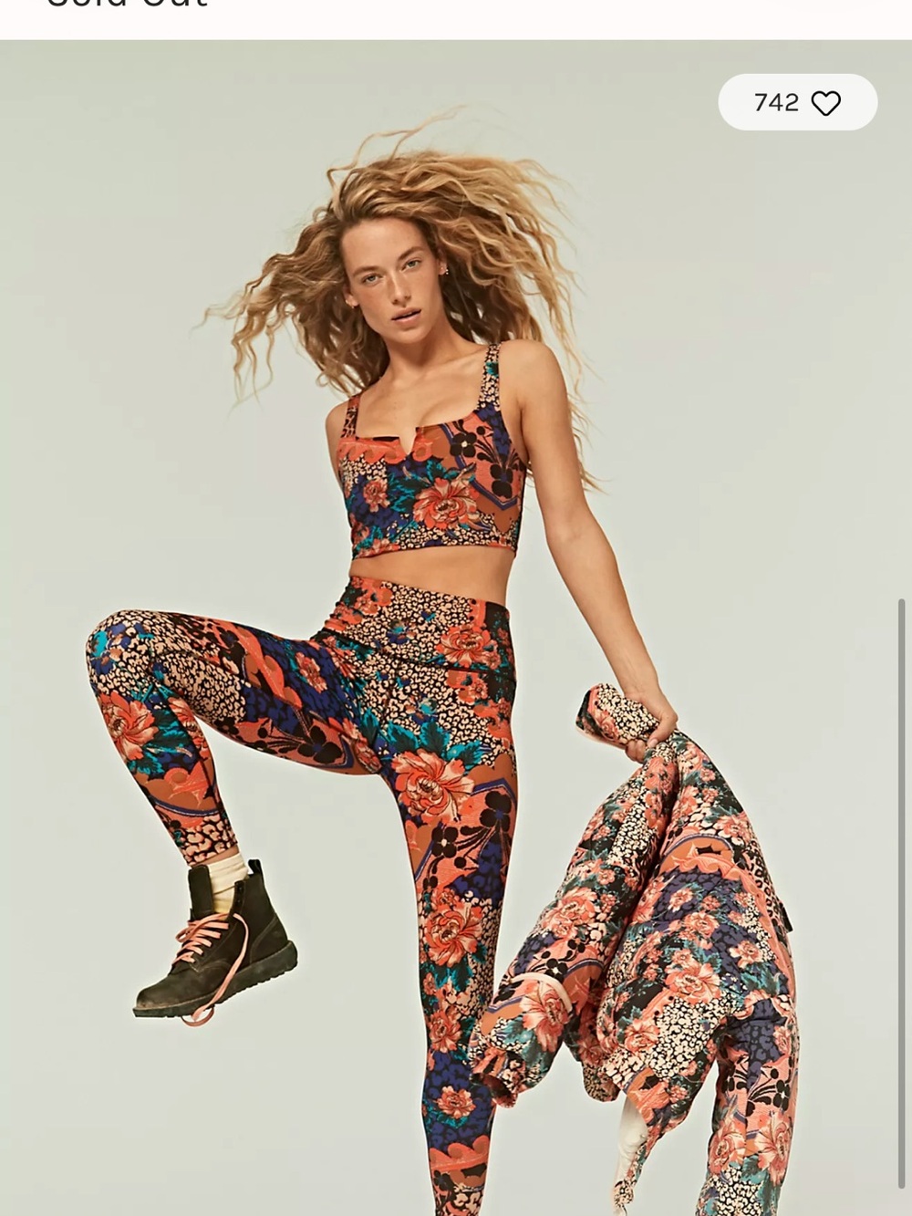 FP Movement by Free People Floral High-Waist Leggings in Coral, Navy & Teal